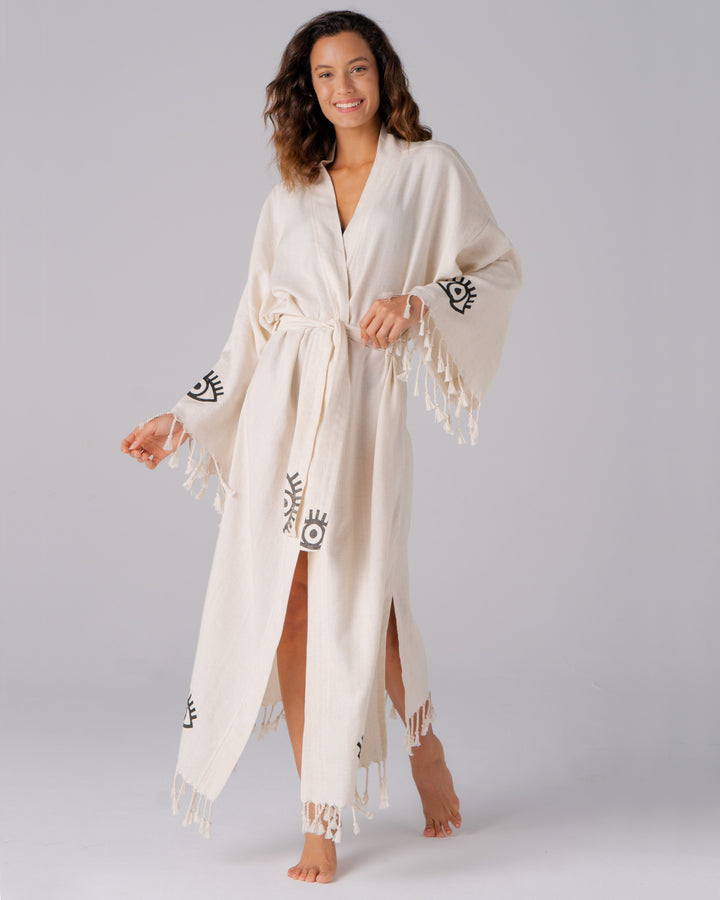 printed bohemian linen kimono