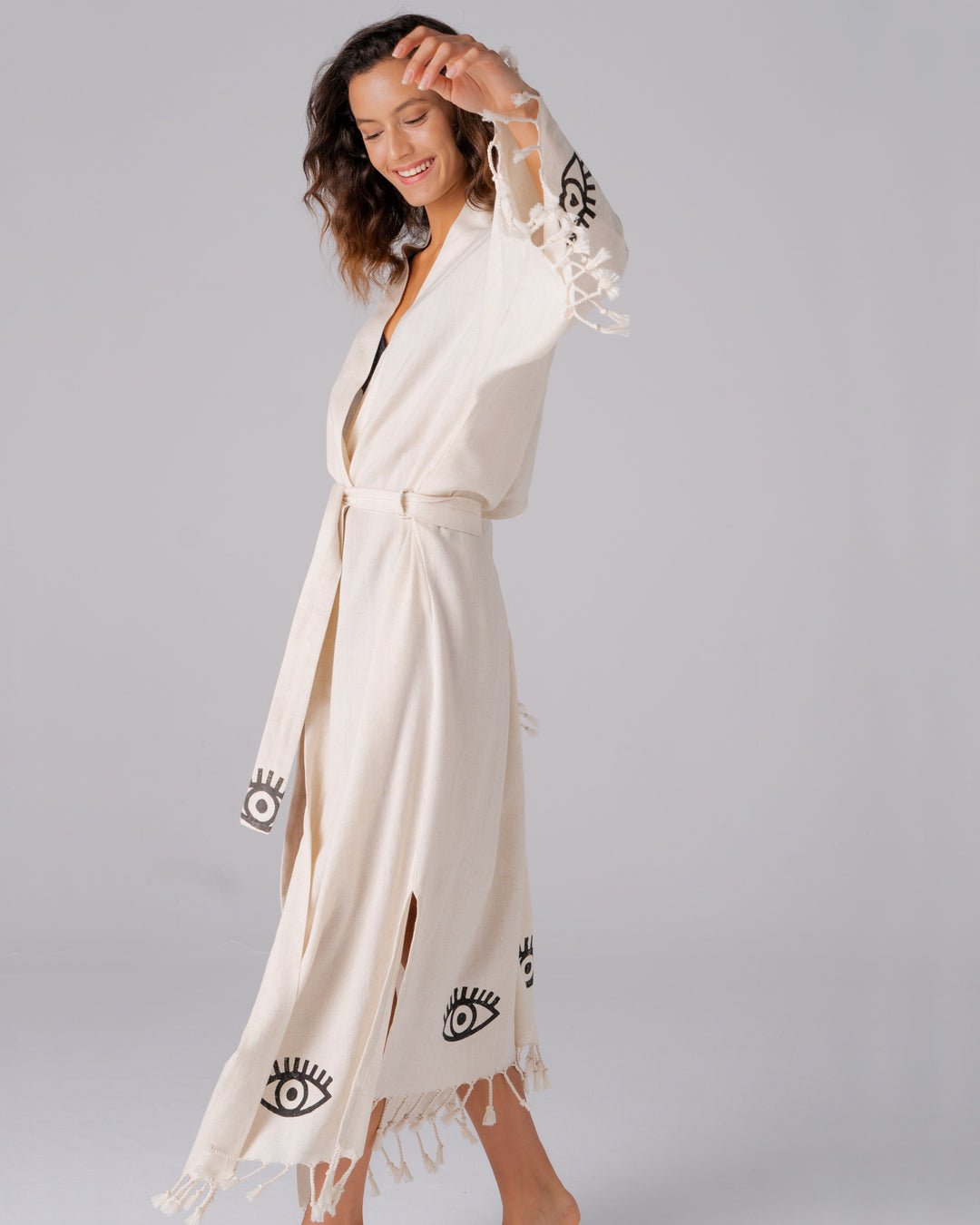 printed bohemian linen kimono