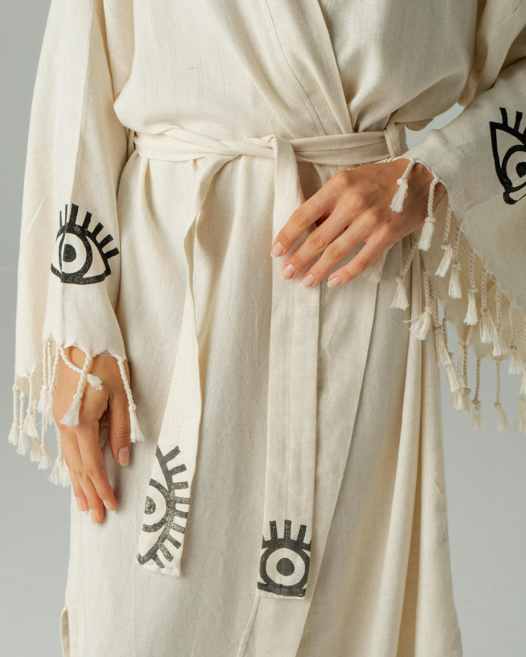 printed bohemian linen kimono