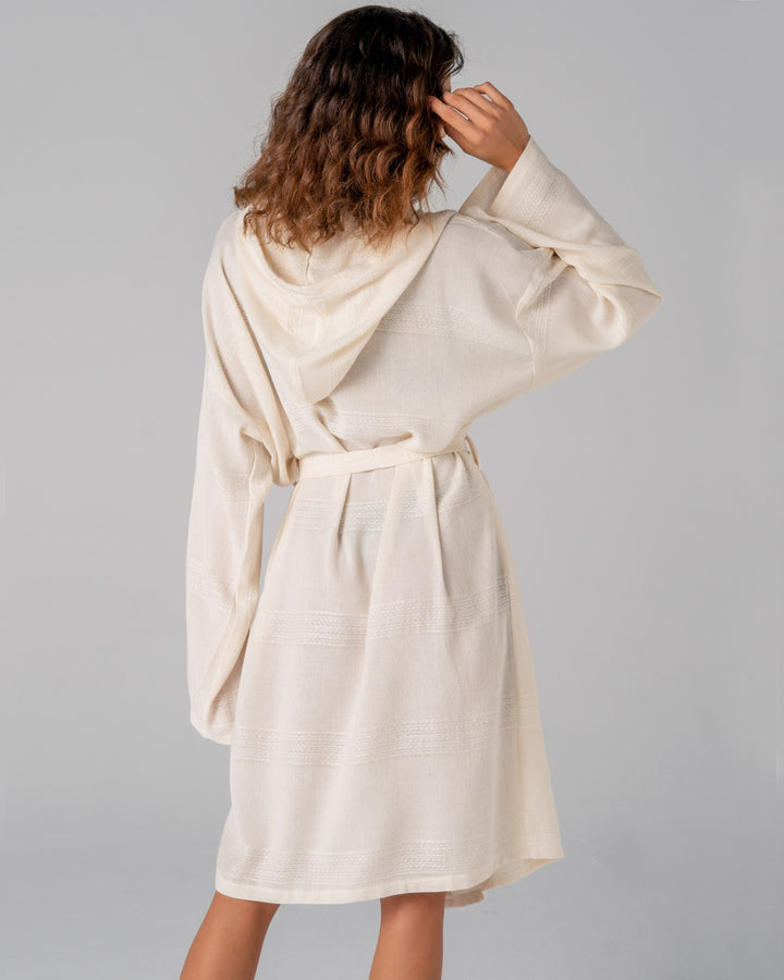 Hand-loomed cotton bathrobe