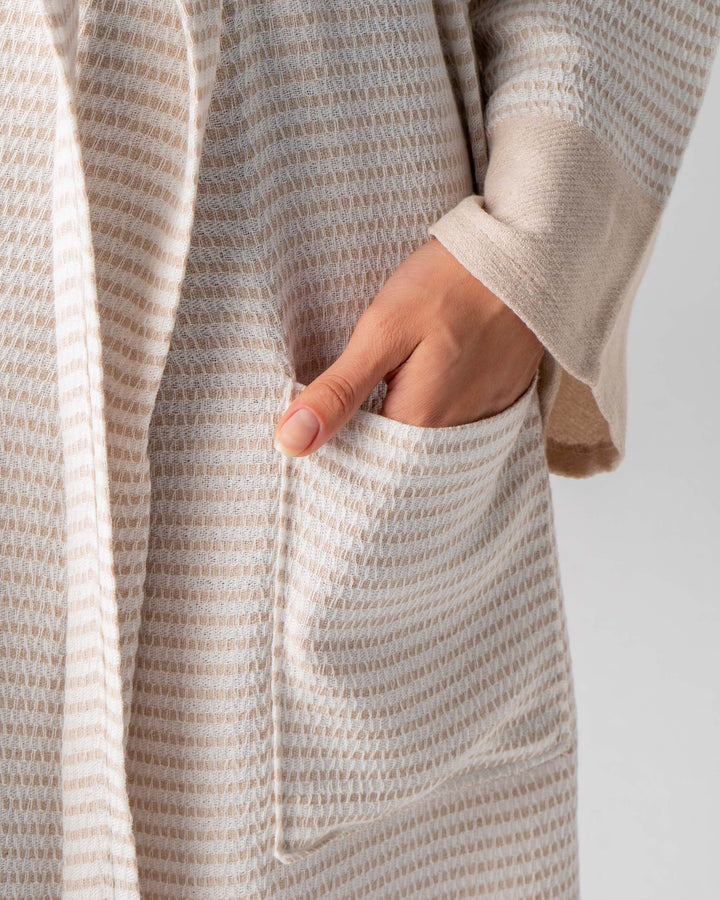 Bamboo Striped Bathrobe Beige