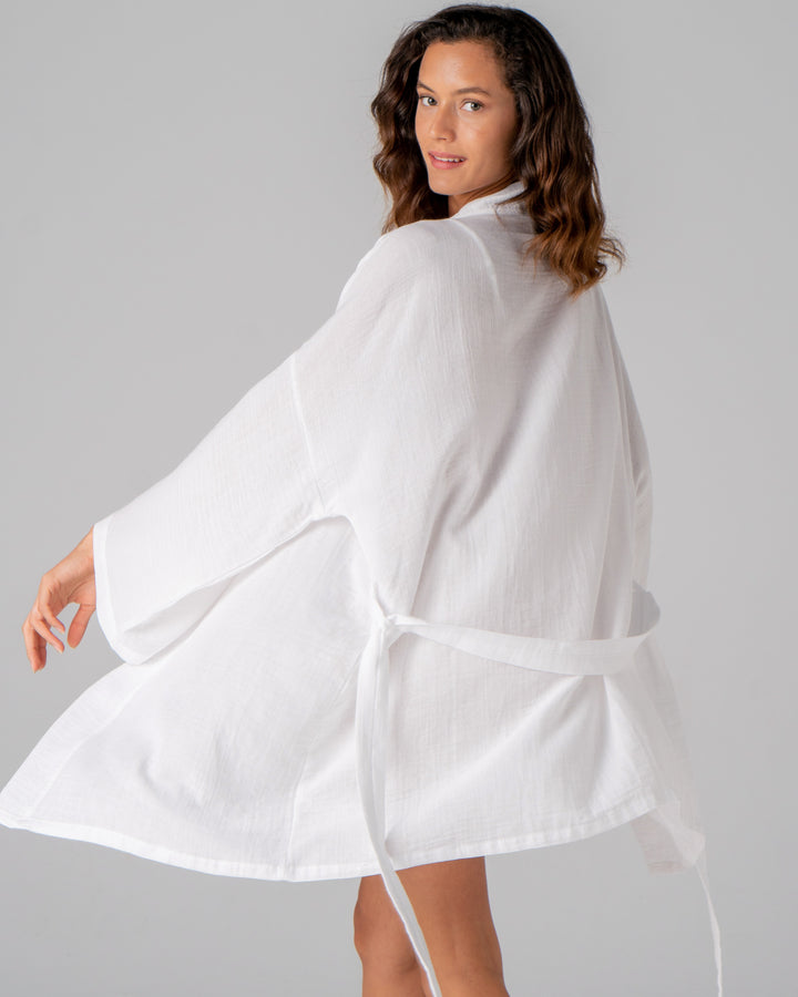 double layer cloud cotton kimono white