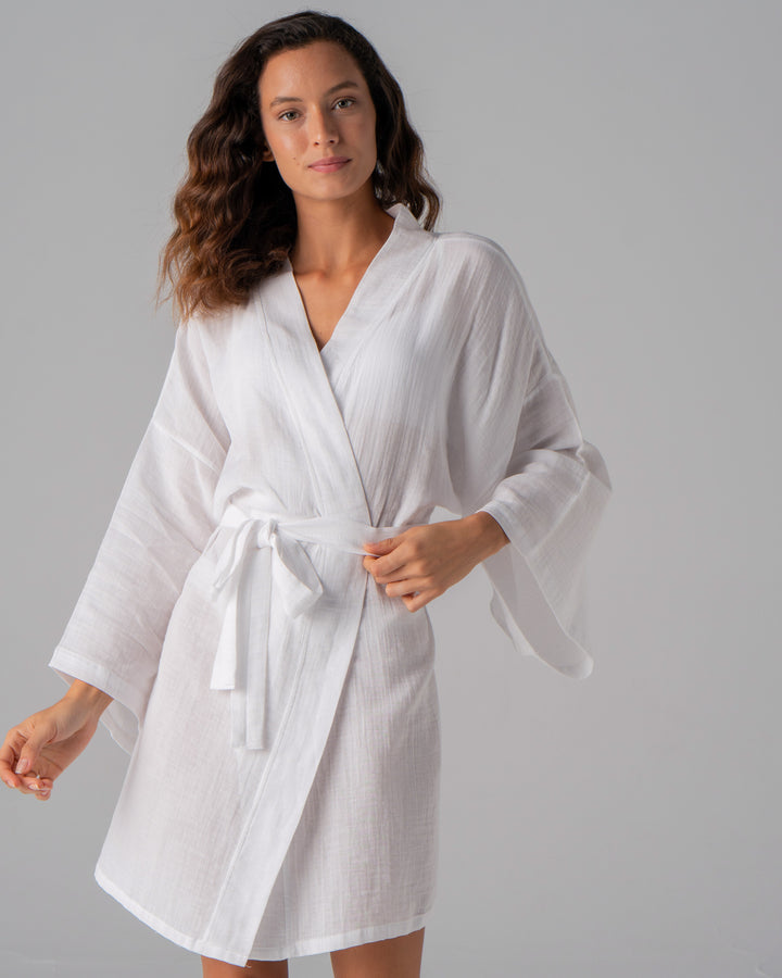 double layer cloud cotton kimono white