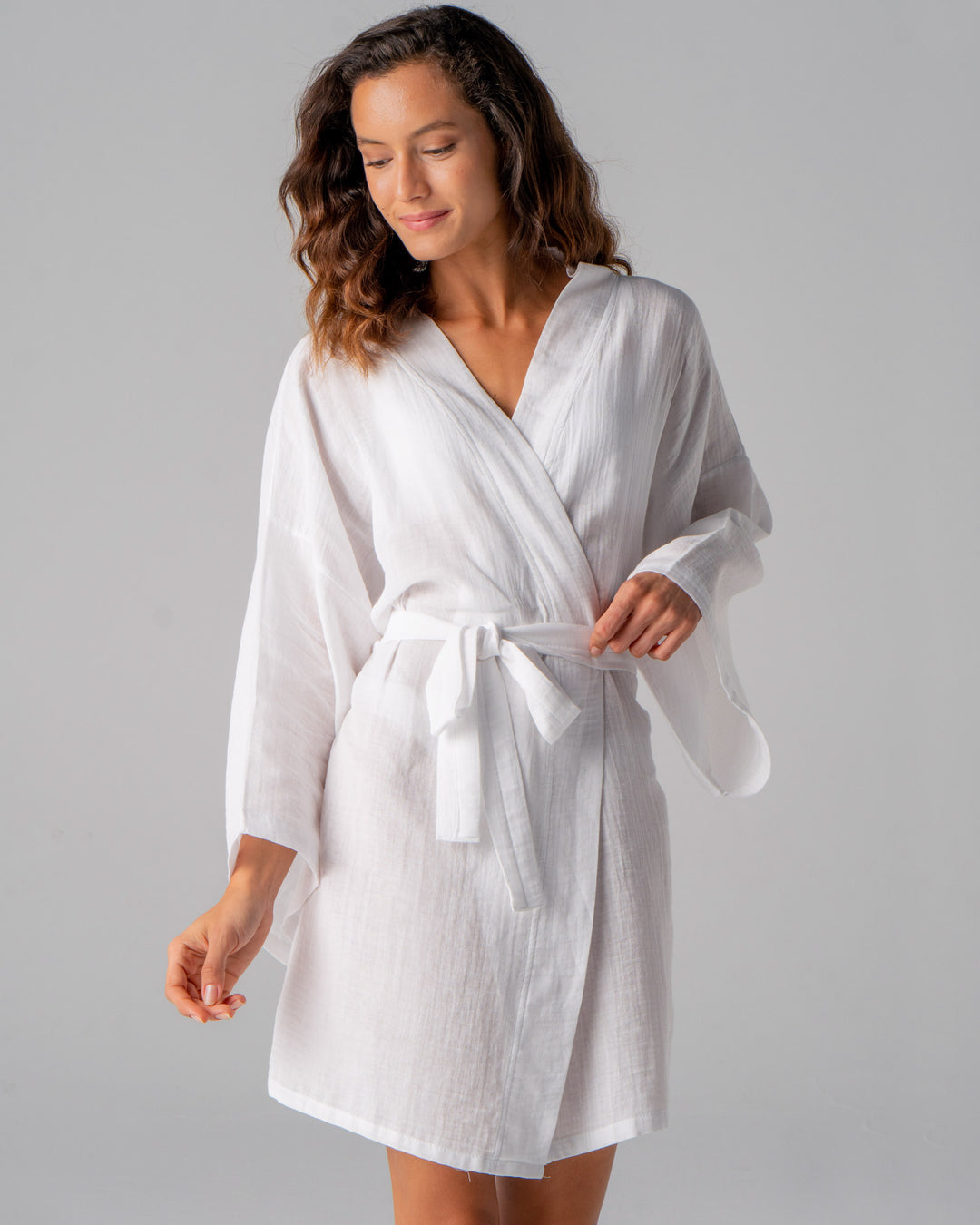 double layer cloud cotton kimono white