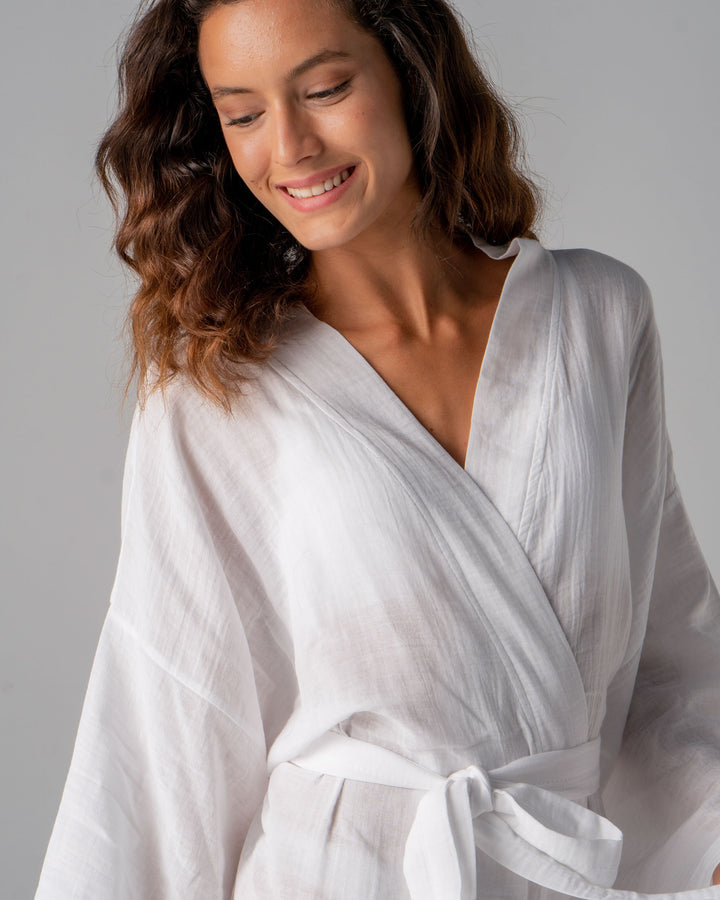 double layer cloud cotton kimono white