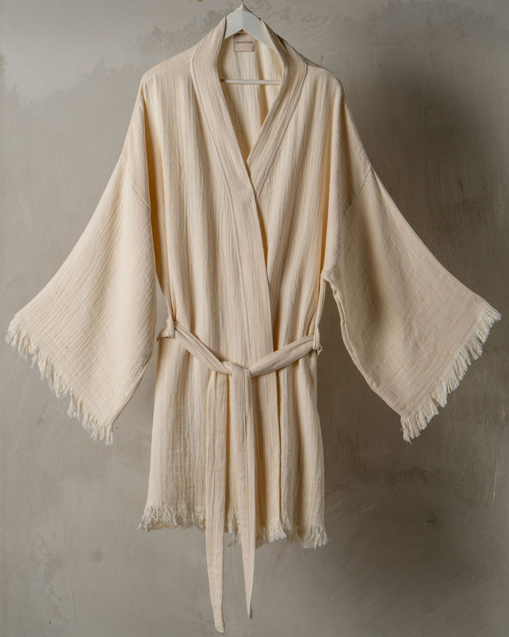 double layer cloud cotton kimono beige