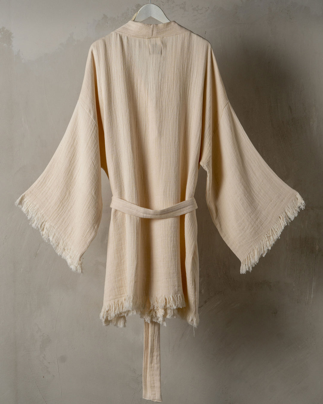 double layer cloud cotton kimono beige