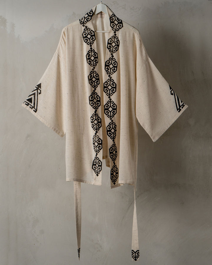 printed linen kimono