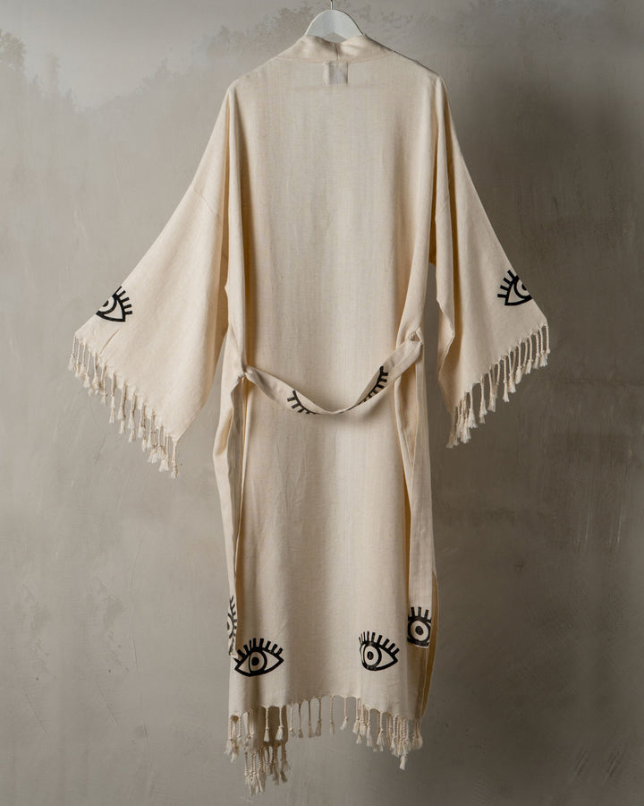 printed bohemian linen kimono
