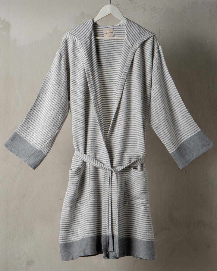 Bamboo Striped Bathrobe Grey