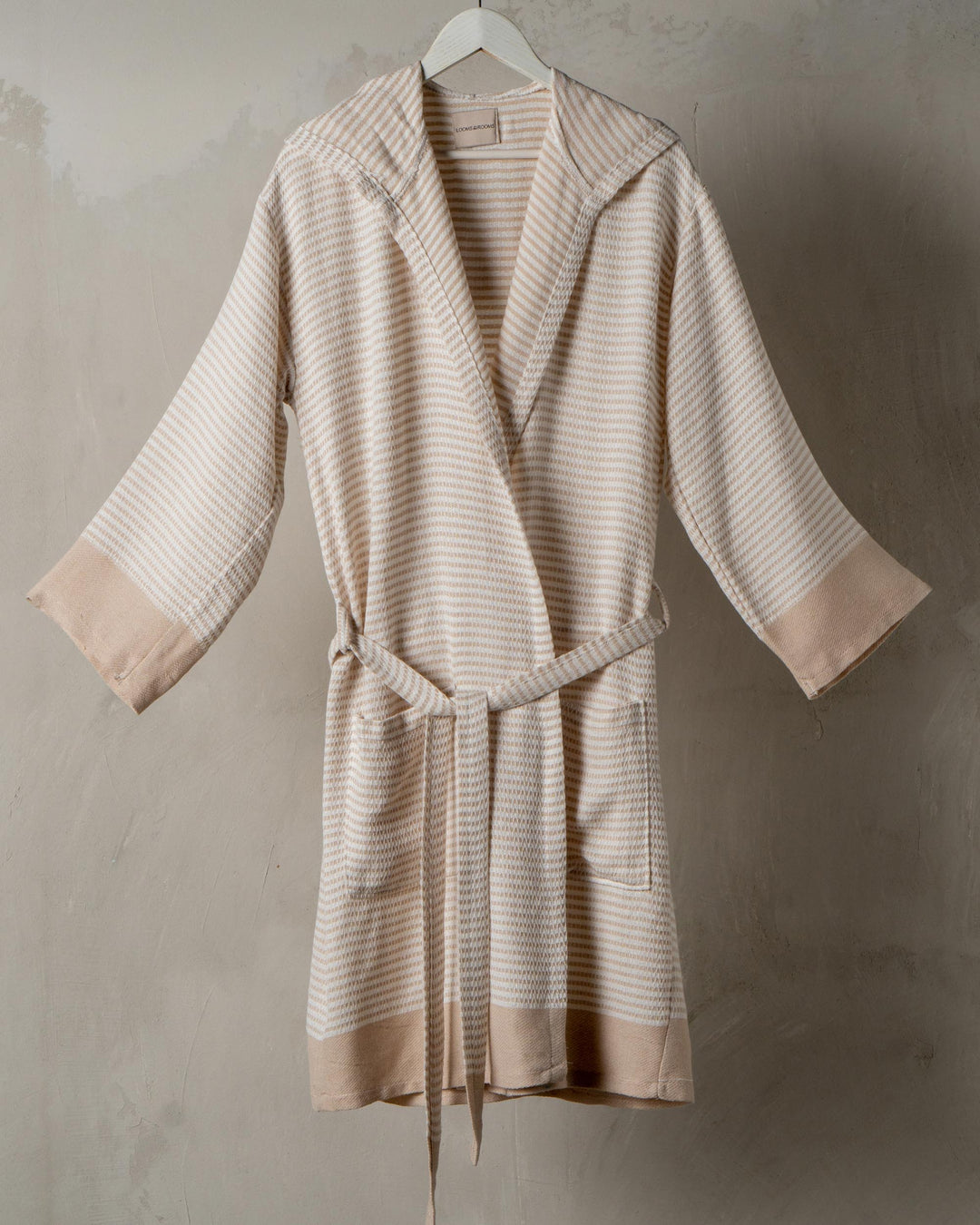 Bamboo Striped Bathrobe Beige