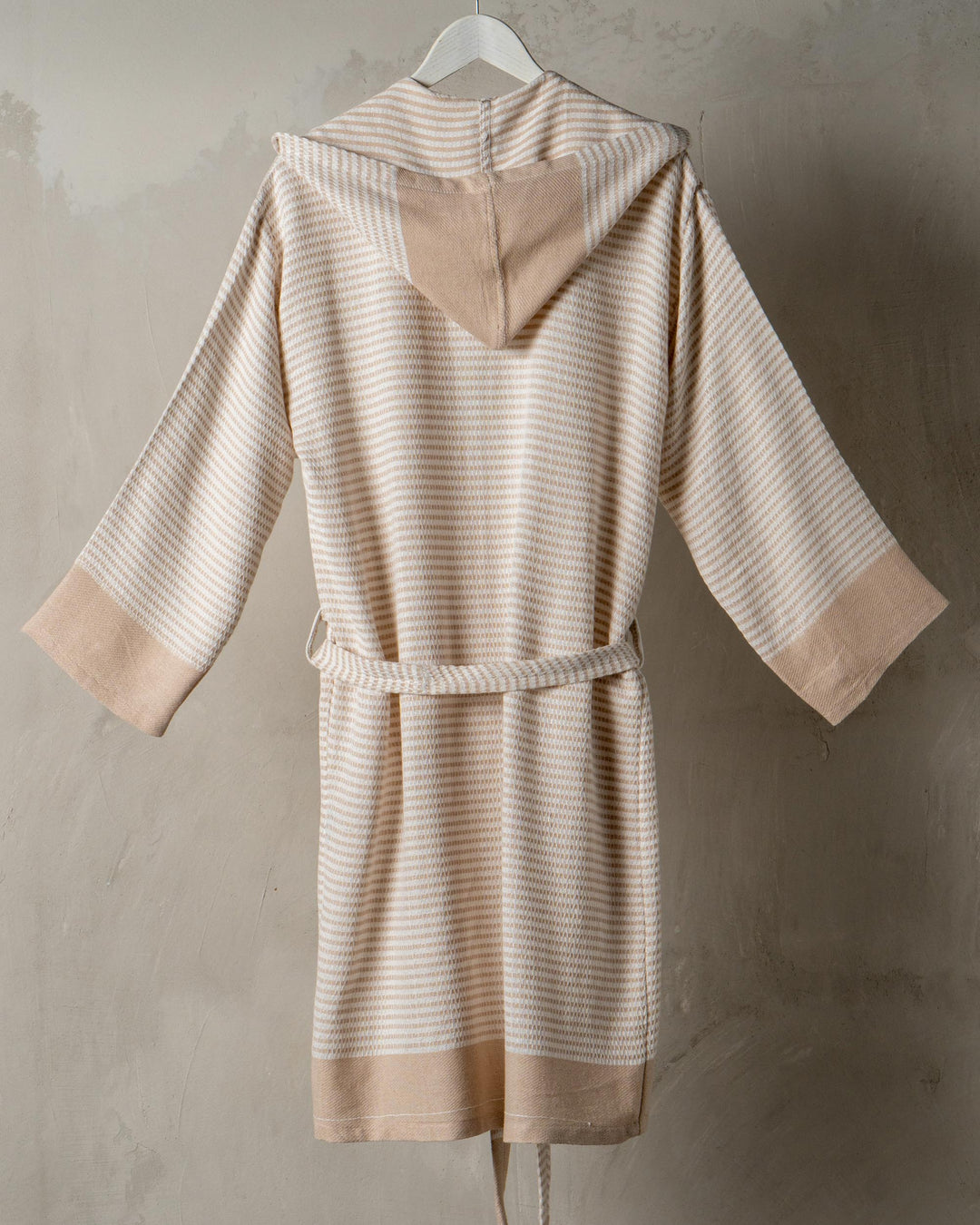 Bamboo Striped Bathrobe Beige