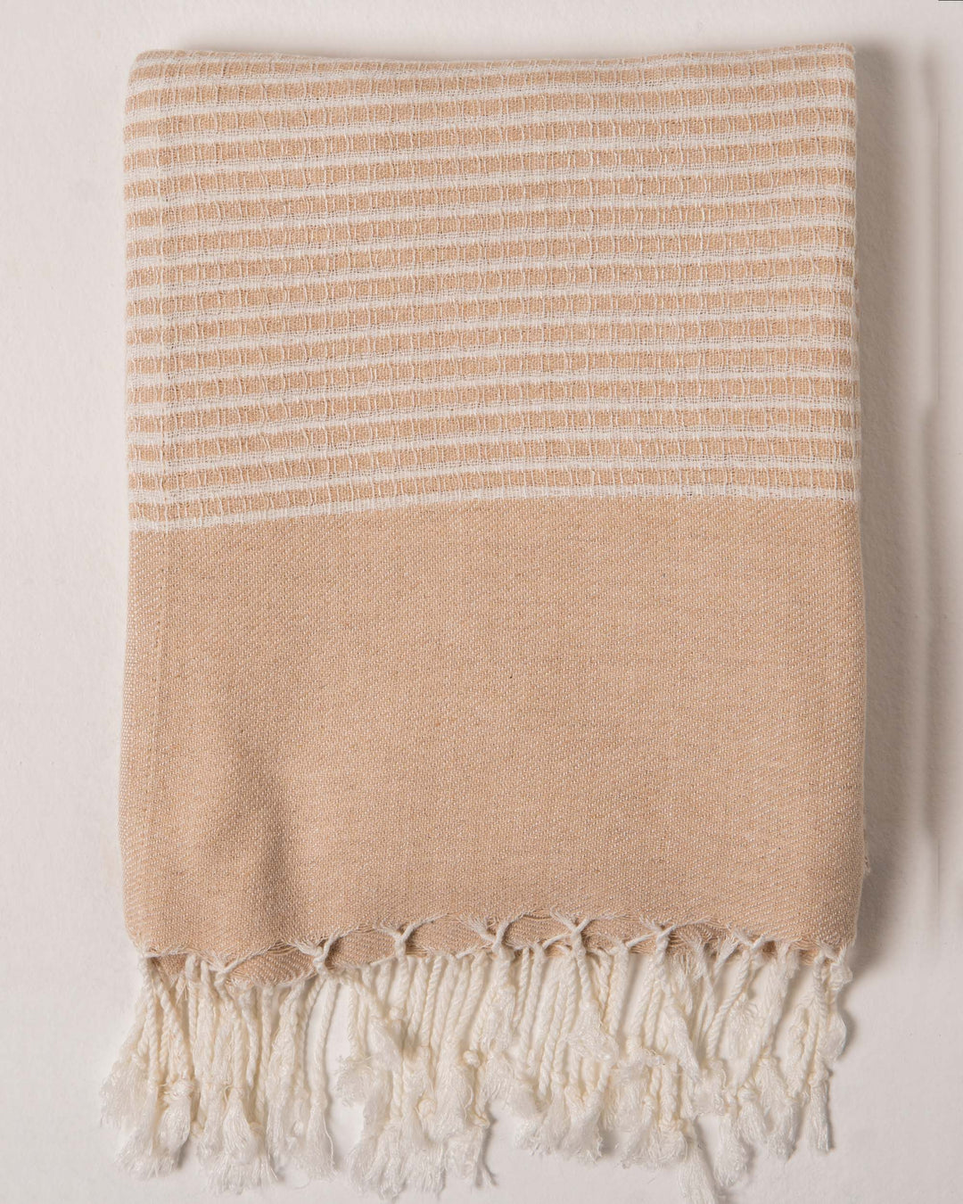 Bamboo Striped Towel Beige