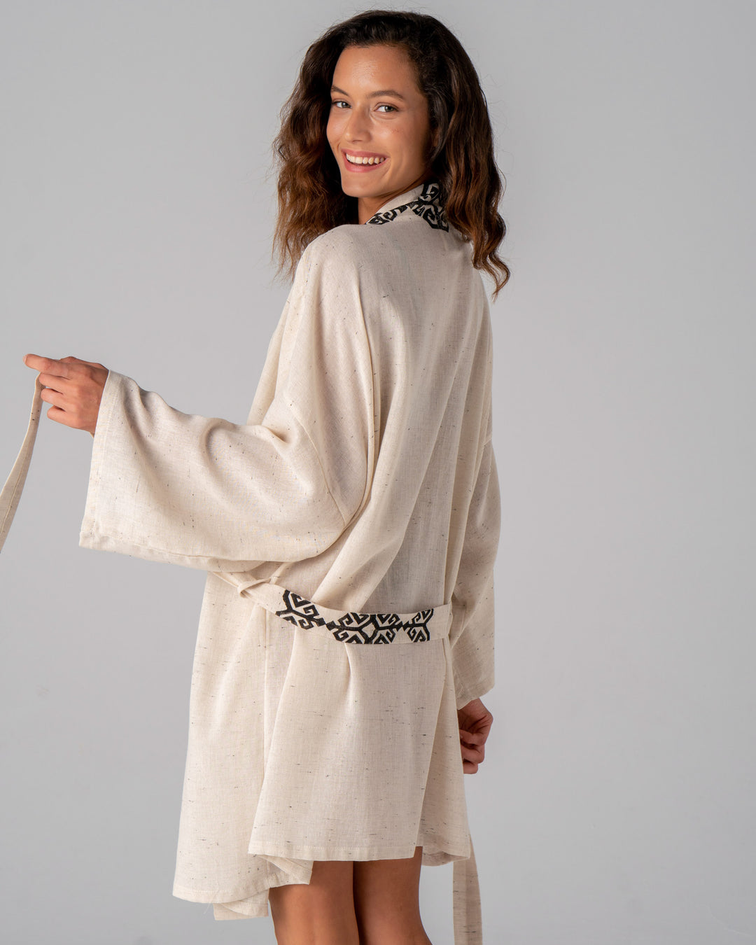 printed linen kimono